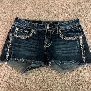 women’s dark wash jean shorts bedazzled